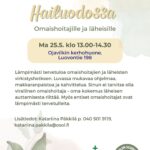 Ommashoitajien virkistyshetki Ojavilikin kerhohuoneella
